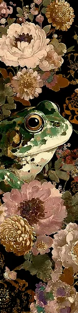 Free printable frog bookmark featuring green frog sideview